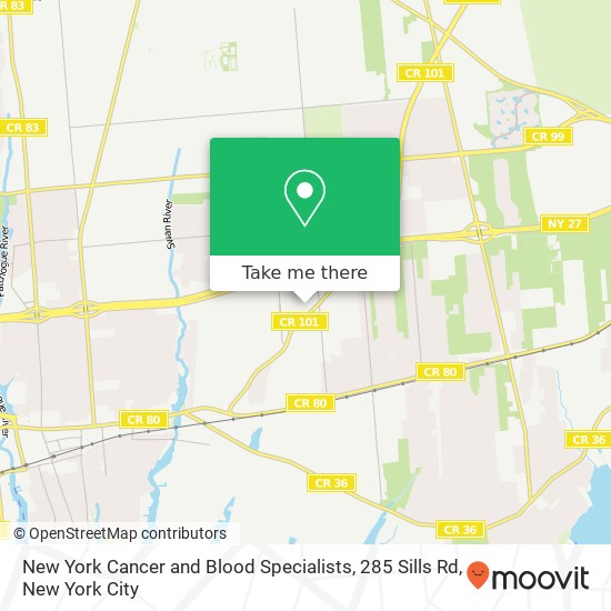 Mapa de New York Cancer and Blood Specialists, 285 Sills Rd