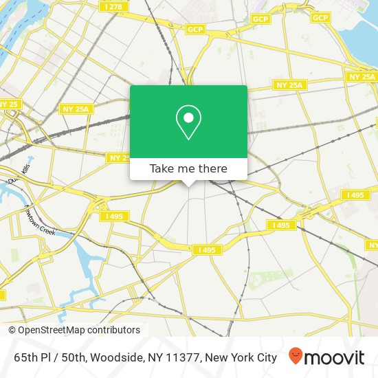 Mapa de 65th Pl / 50th, Woodside, NY 11377