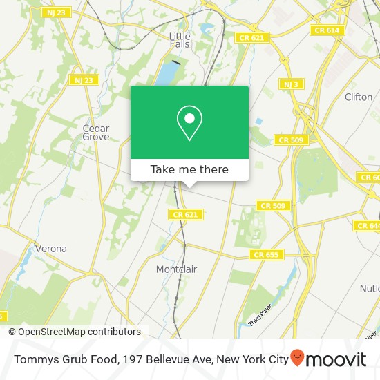 Mapa de Tommys Grub Food, 197 Bellevue Ave