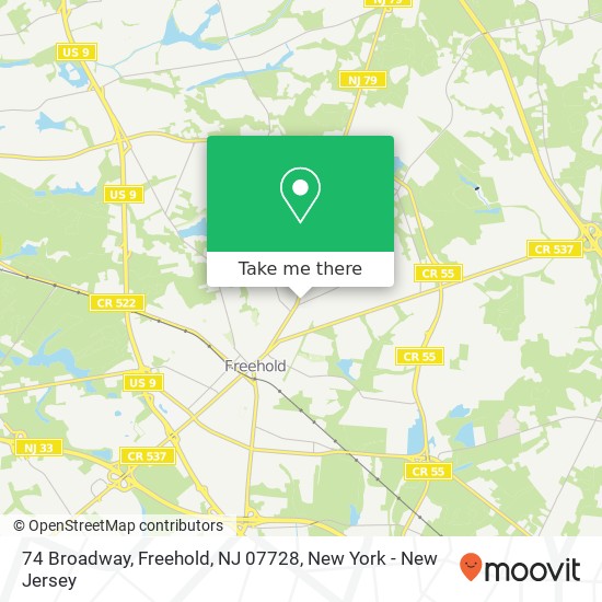 Mapa de 74 Broadway, Freehold, NJ 07728