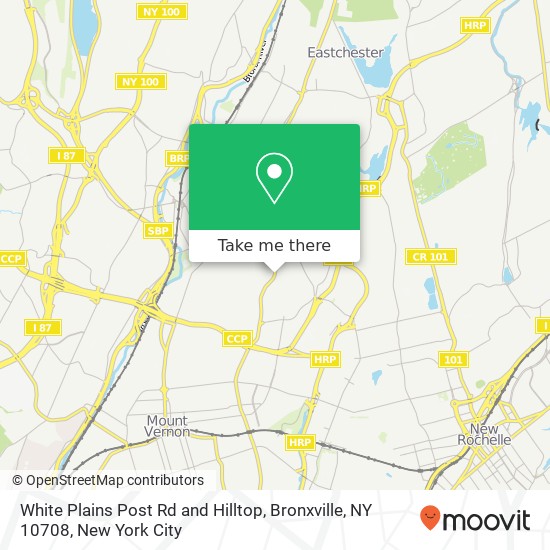 Mapa de White Plains Post Rd and Hilltop, Bronxville, NY 10708