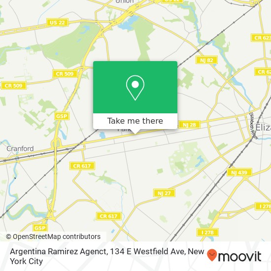 Mapa de Argentina Ramirez Agenct, 134 E Westfield Ave