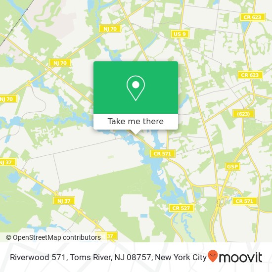 Mapa de Riverwood 571, Toms River, NJ 08757