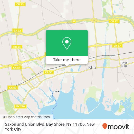 Mapa de Saxon and Union Blvd, Bay Shore, NY 11706