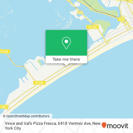 Mapa de Vince and Val's Pizza Fresca, 6418 Ventnor Ave
