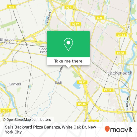 Sal's Backyard Pizza Bananza, White Oak Dr map