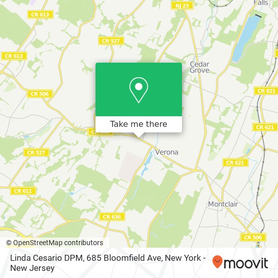 Mapa de Linda Cesario DPM, 685 Bloomfield Ave