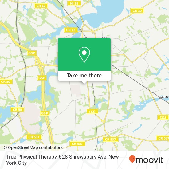 Mapa de True Physical Therapy, 628 Shrewsbury Ave