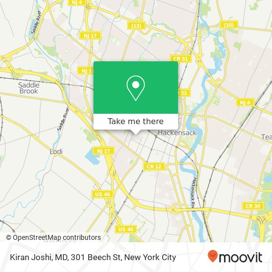 Mapa de Kiran Joshi, MD, 301 Beech St
