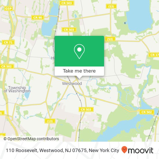 Mapa de 110 Roosevelt, Westwood, NJ 07675