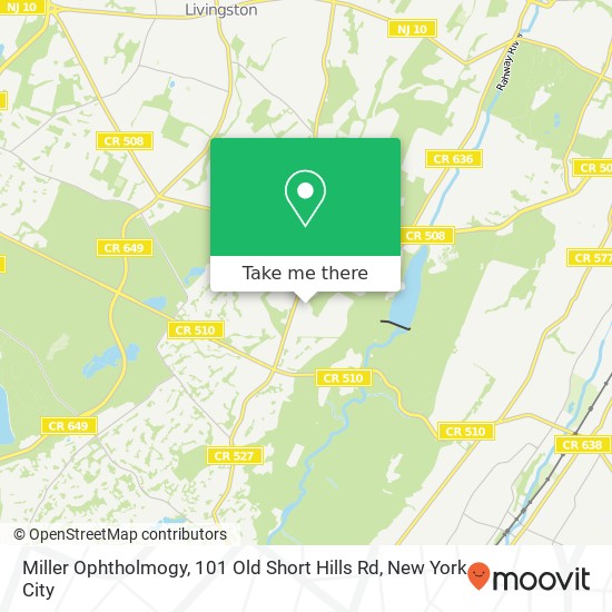 Mapa de Miller Ophtholmogy, 101 Old Short Hills Rd