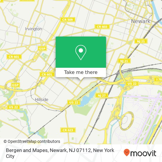 Mapa de Bergen and Mapes, Newark, NJ 07112