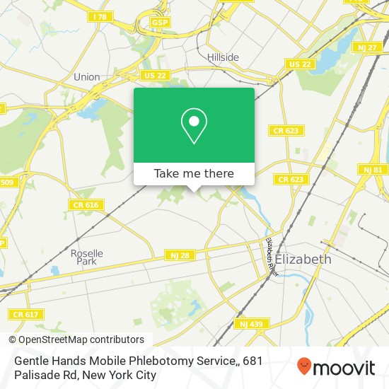 Mapa de Gentle Hands Mobile Phlebotomy Service,, 681 Palisade Rd