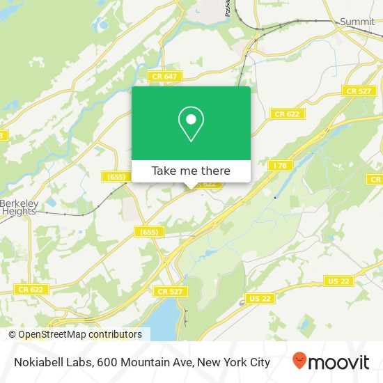 Mapa de Nokiabell Labs, 600 Mountain Ave