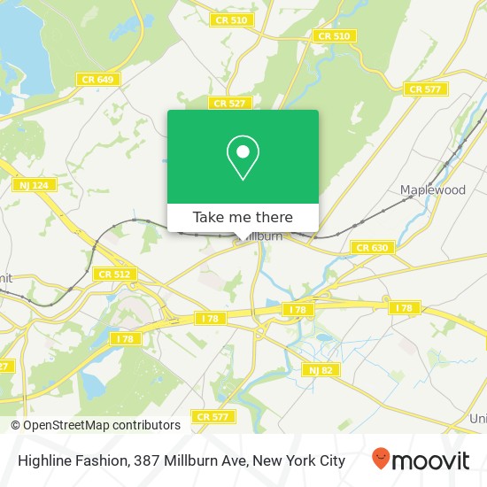 Mapa de Highline Fashion, 387 Millburn Ave