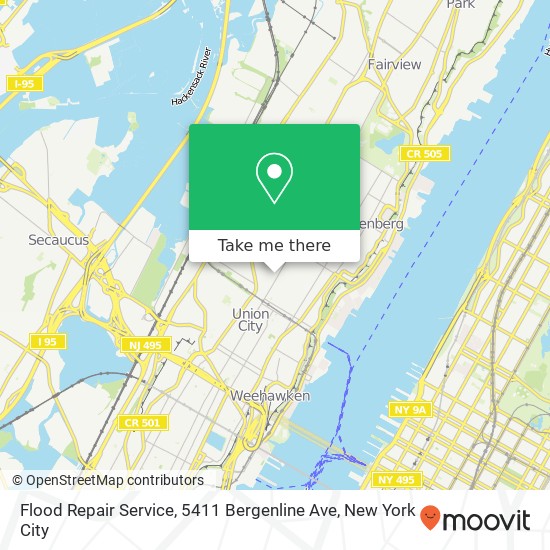 Mapa de Flood Repair Service, 5411 Bergenline Ave