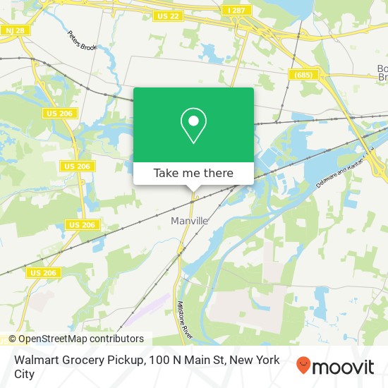 Mapa de Walmart Grocery Pickup, 100 N Main St