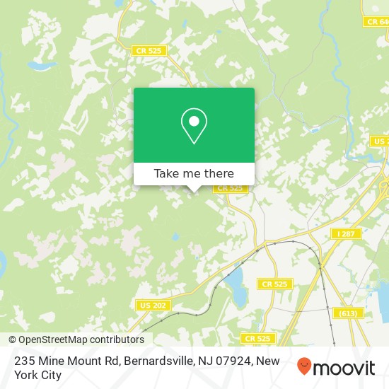 Mapa de 235 Mine Mount Rd, Bernardsville, NJ 07924