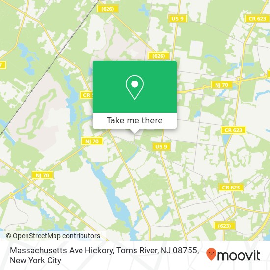 Mapa de Massachusetts Ave Hickory, Toms River, NJ 08755