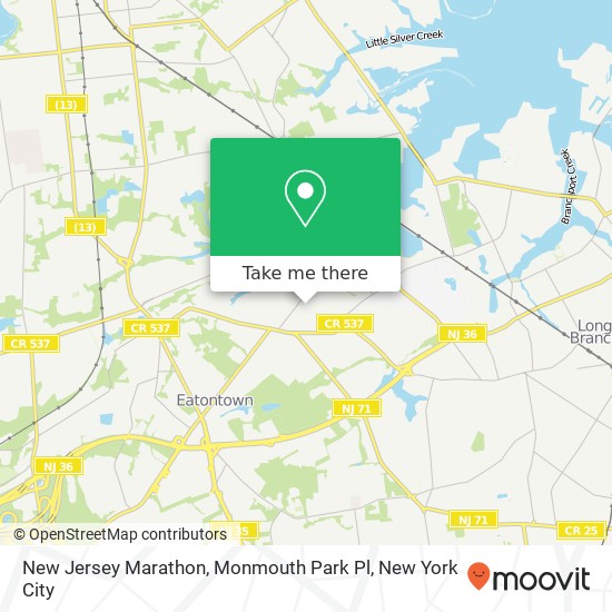 New Jersey Marathon, Monmouth Park Pl map