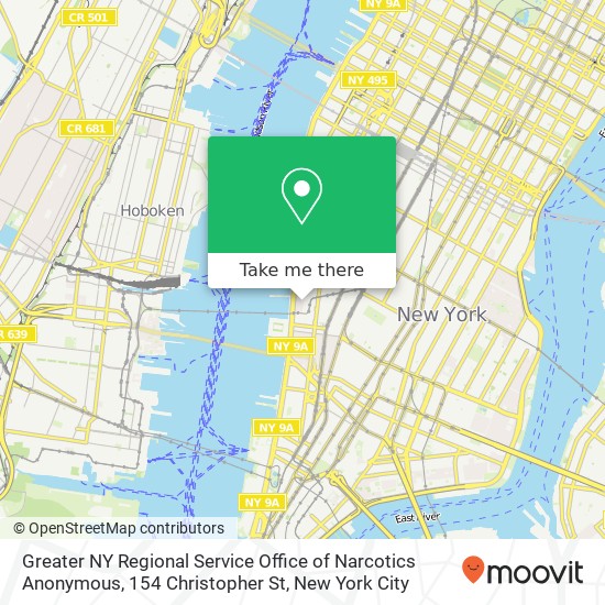 Mapa de Greater NY Regional Service Office of Narcotics Anonymous, 154 Christopher St