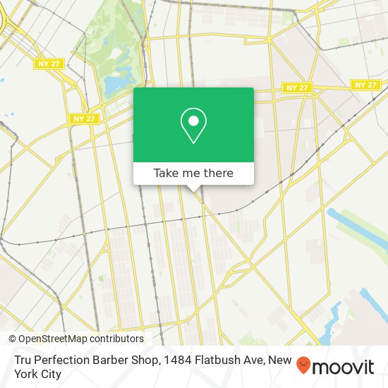 Mapa de Tru Perfection Barber Shop, 1484 Flatbush Ave