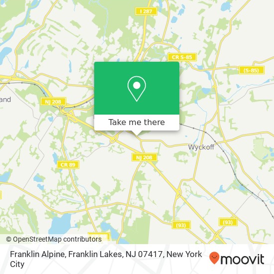 Mapa de Franklin Alpine, Franklin Lakes, NJ 07417