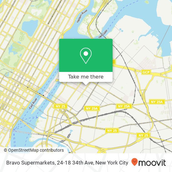 Mapa de Bravo Supermarkets, 24-18 34th Ave