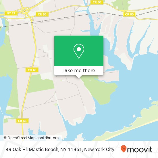 Mapa de 49 Oak Pl, Mastic Beach, NY 11951