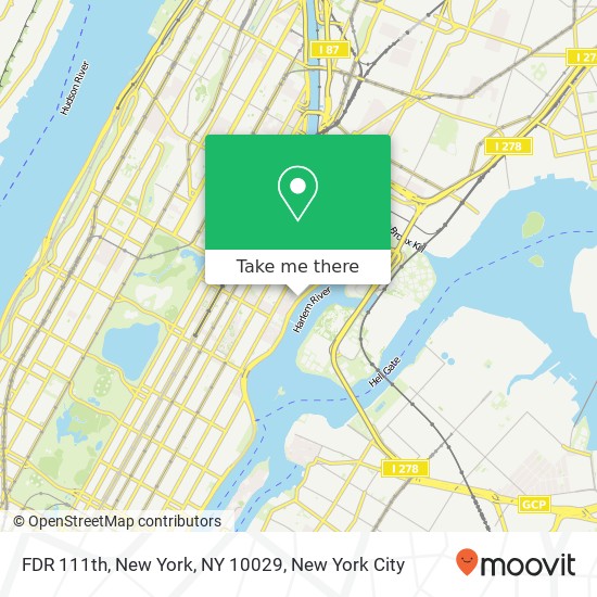 FDR 111th, New York, NY 10029 map