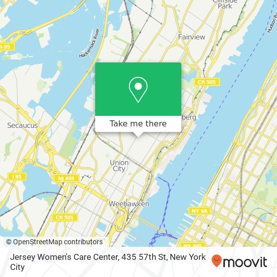 Mapa de Jersey Women's Care Center, 435 57th St