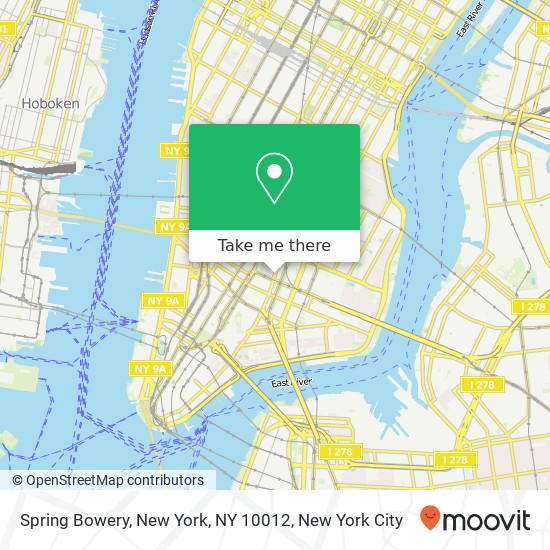 Spring Bowery, New York, NY 10012 map