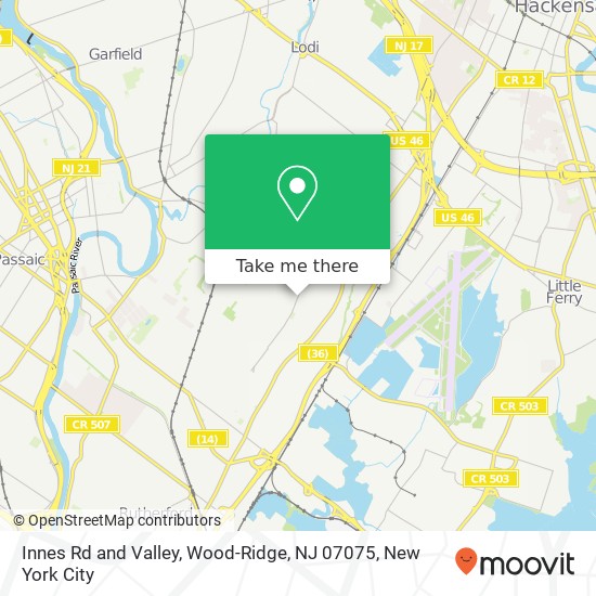 Mapa de Innes Rd and Valley, Wood-Ridge, NJ 07075