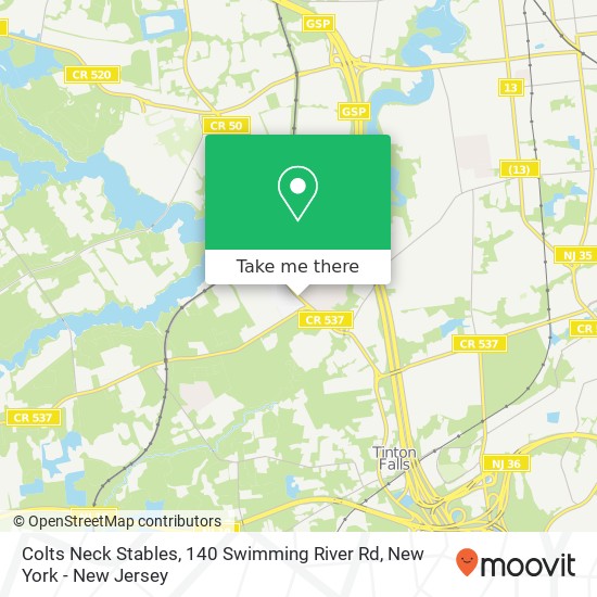 Mapa de Colts Neck Stables, 140 Swimming River Rd