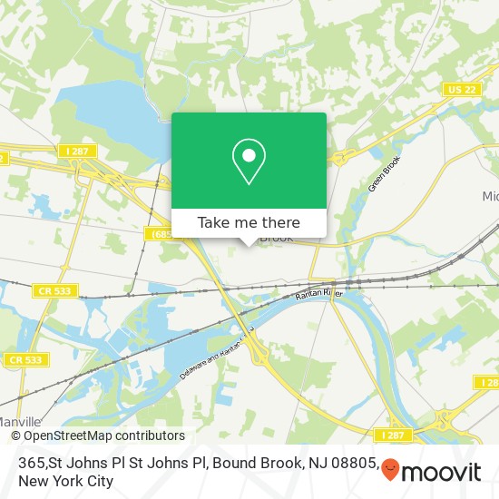 Mapa de 365,St Johns Pl St Johns Pl, Bound Brook, NJ 08805