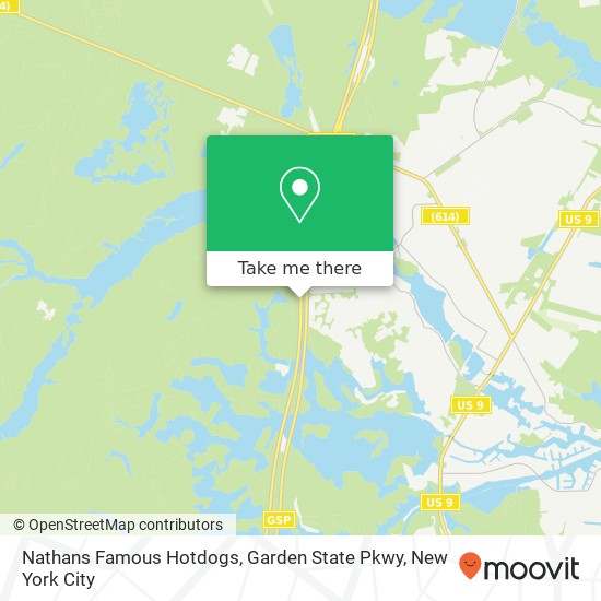 Nathans Famous Hotdogs, Garden State Pkwy map