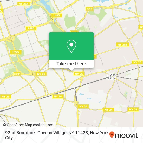Mapa de 92nd Braddock, Queens Village, NY 11428