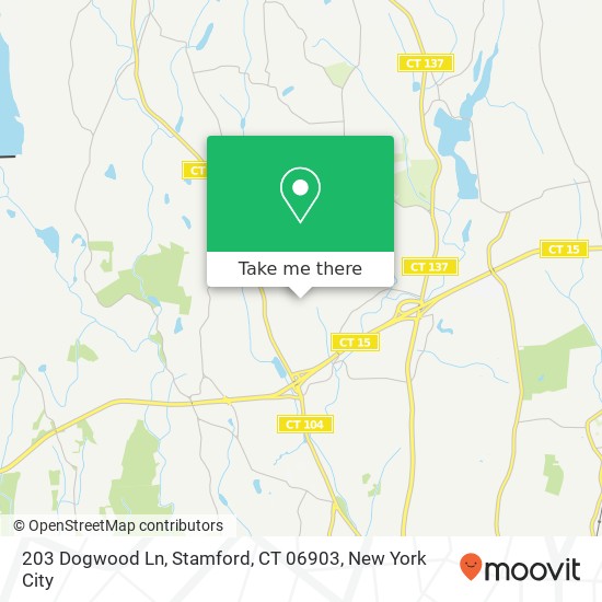 Mapa de 203 Dogwood Ln, Stamford, CT 06903