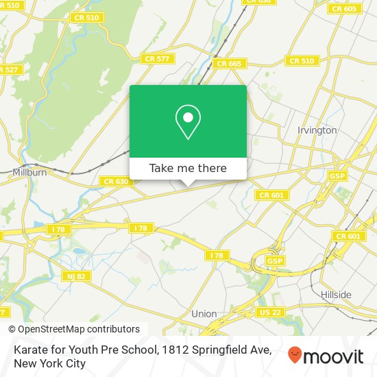 Mapa de Karate for Youth Pre School, 1812 Springfield Ave