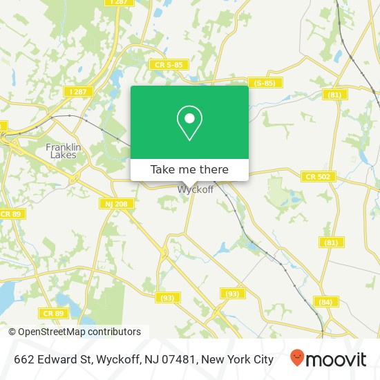 Mapa de 662 Edward St, Wyckoff, NJ 07481