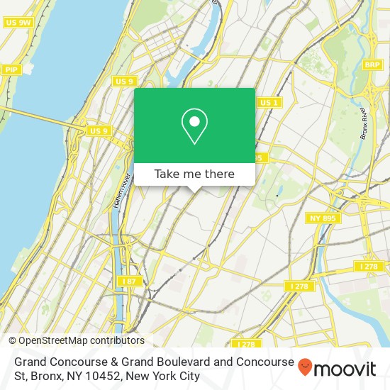 Mapa de Grand Concourse & Grand Boulevard and Concourse St, Bronx, NY 10452