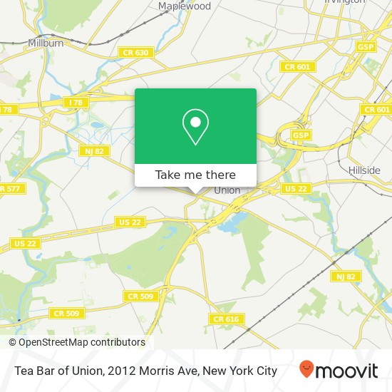 Mapa de Tea Bar of Union, 2012 Morris Ave