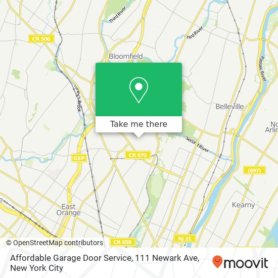 Mapa de Affordable Garage Door Service, 111 Newark Ave