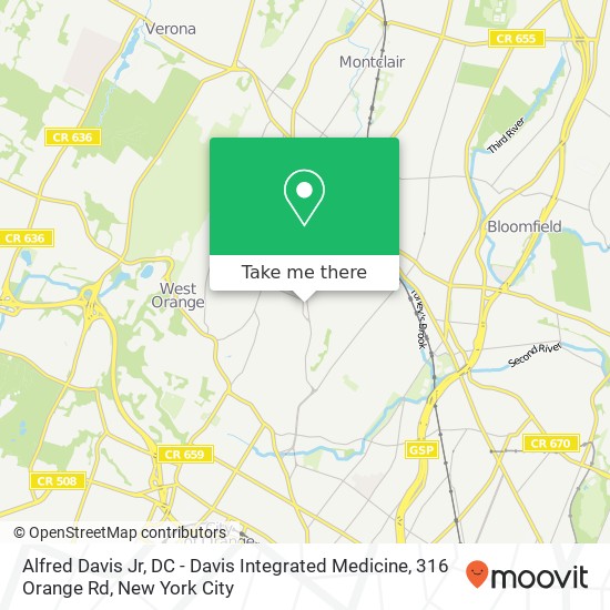 Mapa de Alfred Davis Jr, DC - Davis Integrated Medicine, 316 Orange Rd