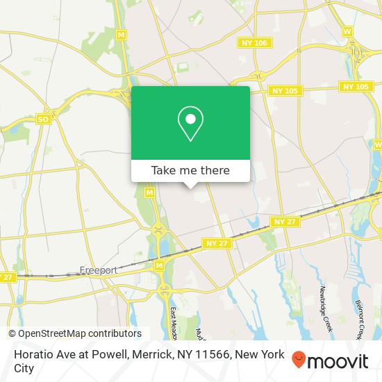 Mapa de Horatio Ave at Powell, Merrick, NY 11566
