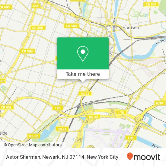 Mapa de Astor Sherman, Newark, NJ 07114