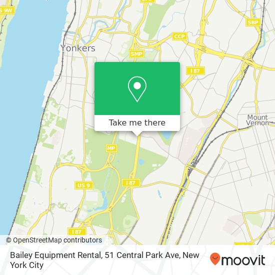 Mapa de Bailey Equipment Rental, 51 Central Park Ave