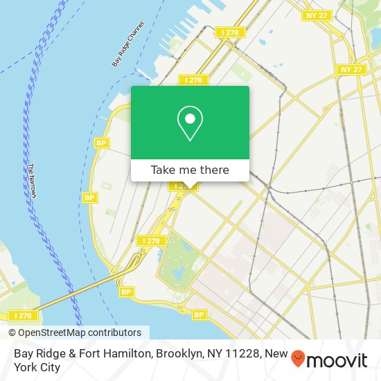 Mapa de Bay Ridge & Fort Hamilton, Brooklyn, NY 11228