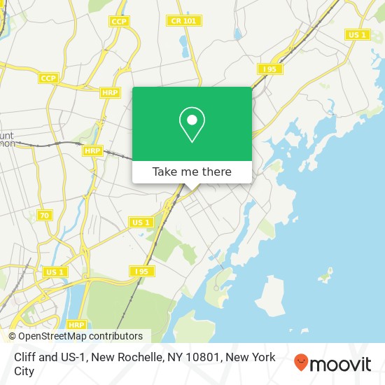 Mapa de Cliff and US-1, New Rochelle, NY 10801