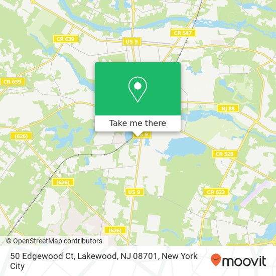 Mapa de 50 Edgewood Ct, Lakewood, NJ 08701